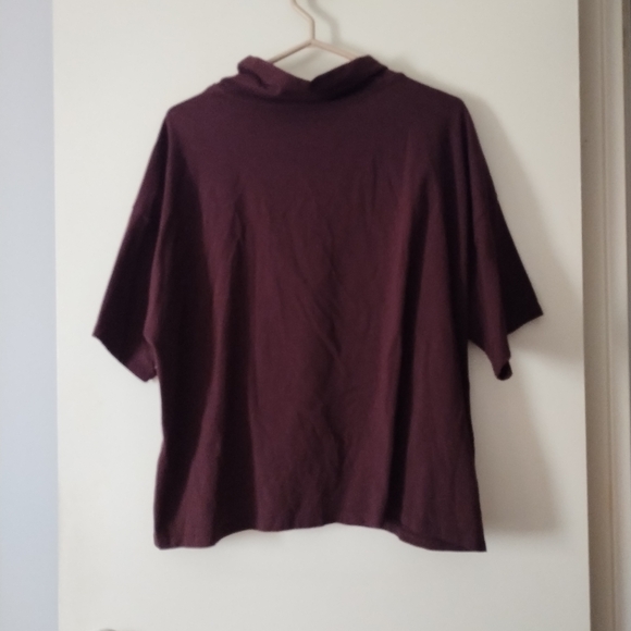 EILEEN FISHER Burgundy Wine Stretch Organic Cotton Bowl Top XL - Picture 2 of 4
